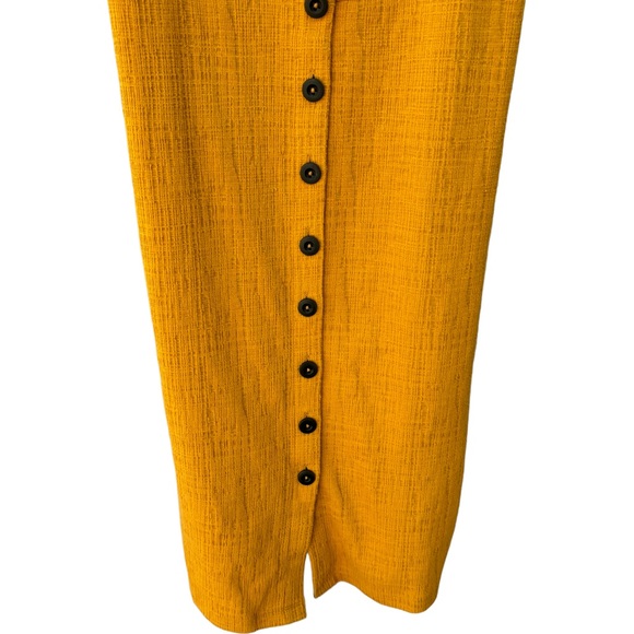 Madewell Women’s S Button Front Mustard Yellow Boho Textured Sleeveless Dress - Picture 6 of 10